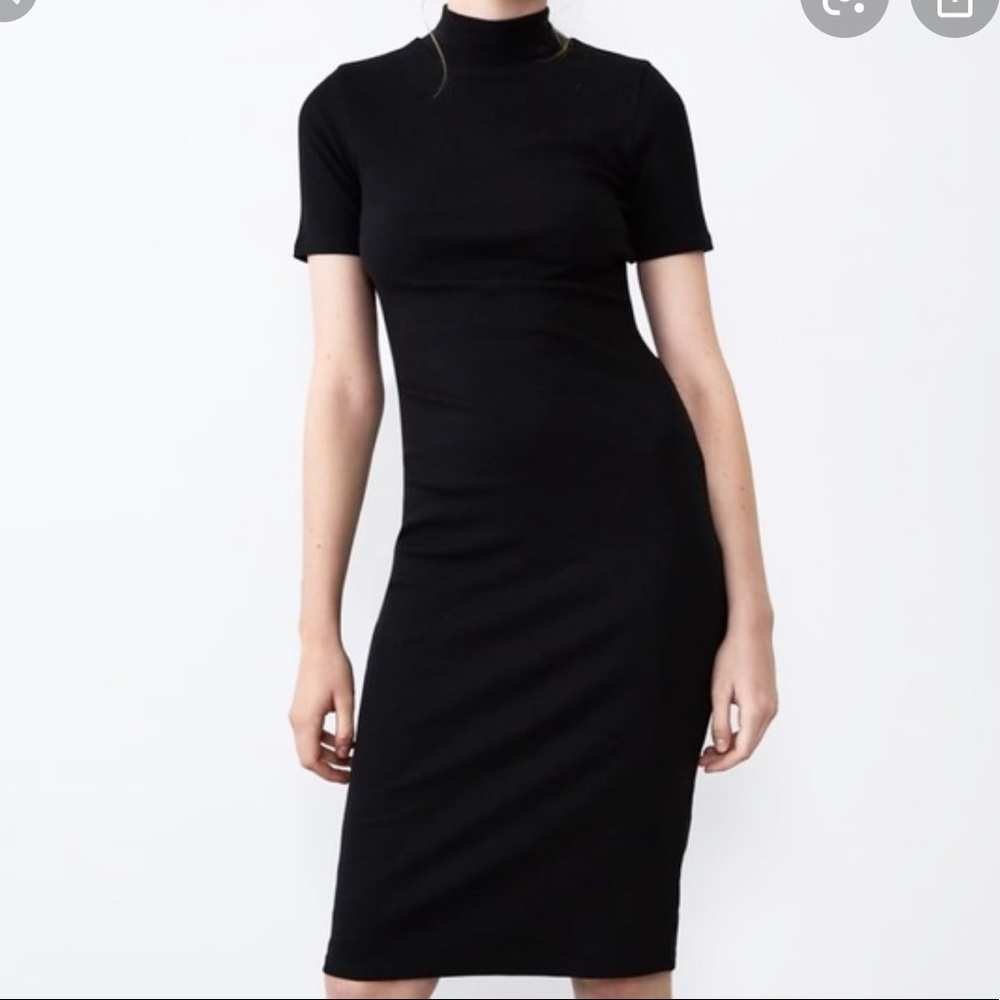 Zara Red Ribbed Mock Turtleneck Dress